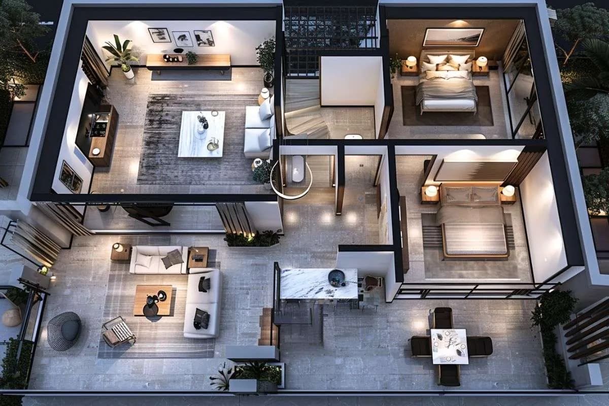 3D floor plan layout